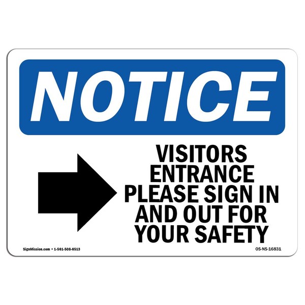 Signmission OSHA Sign, 3.5" H, 5" W, NOTICE Visitor Entrance Please Sign In Sign, Landscape, NS-D-35-L-16831 OS-NS-D-35-L-16831 - main